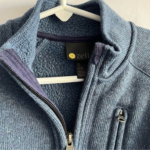 Zella Kid's Navy Blue 1/4 Zip Pullover Knit Fleece Jacket - Picture 4 of 8